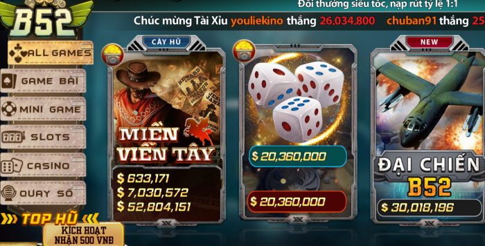 Kho game đổi thưởng khổng lồ tại B52 win