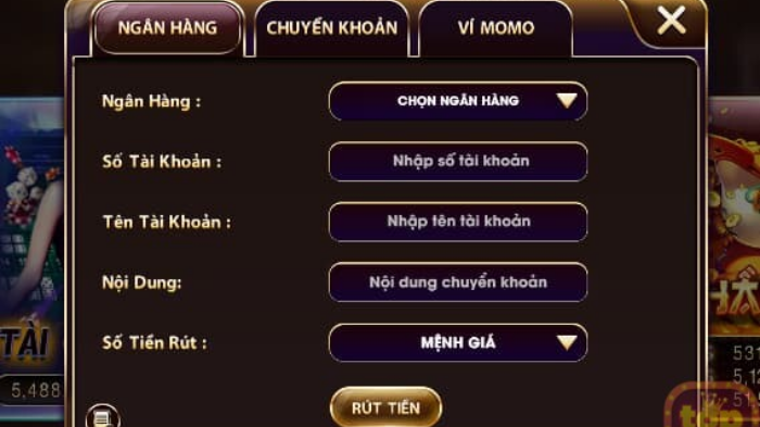 Giao dịch nạp rút tại cổng game Vin.club